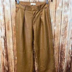 Ankle length faux leather tan pants